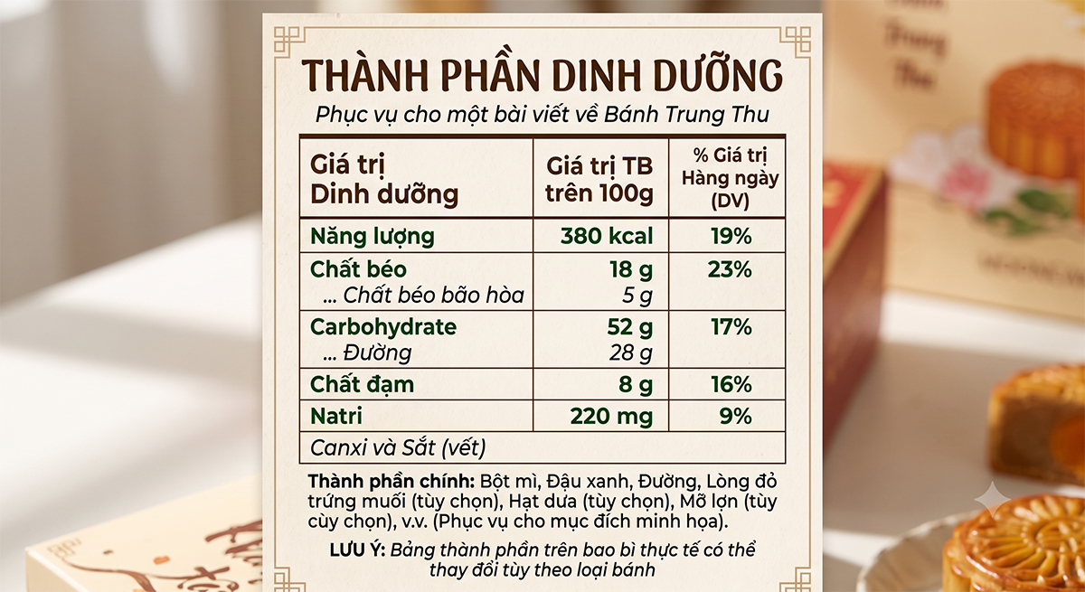 bảng Thành Phần Trên Bao Bì bánh trung thu
