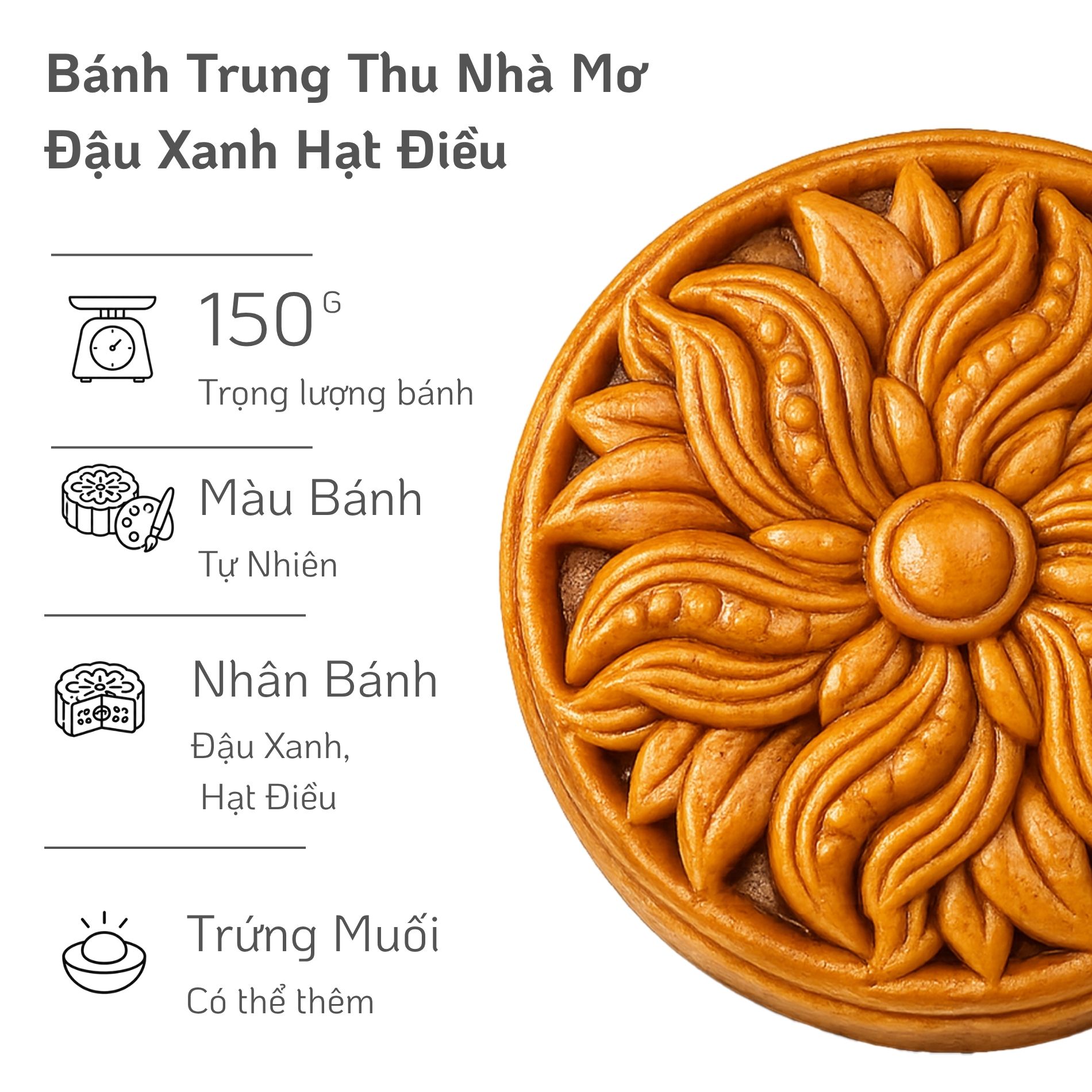 Bánh Trung Thu Đậu Xanh Hạt Điều - Ảnh 2