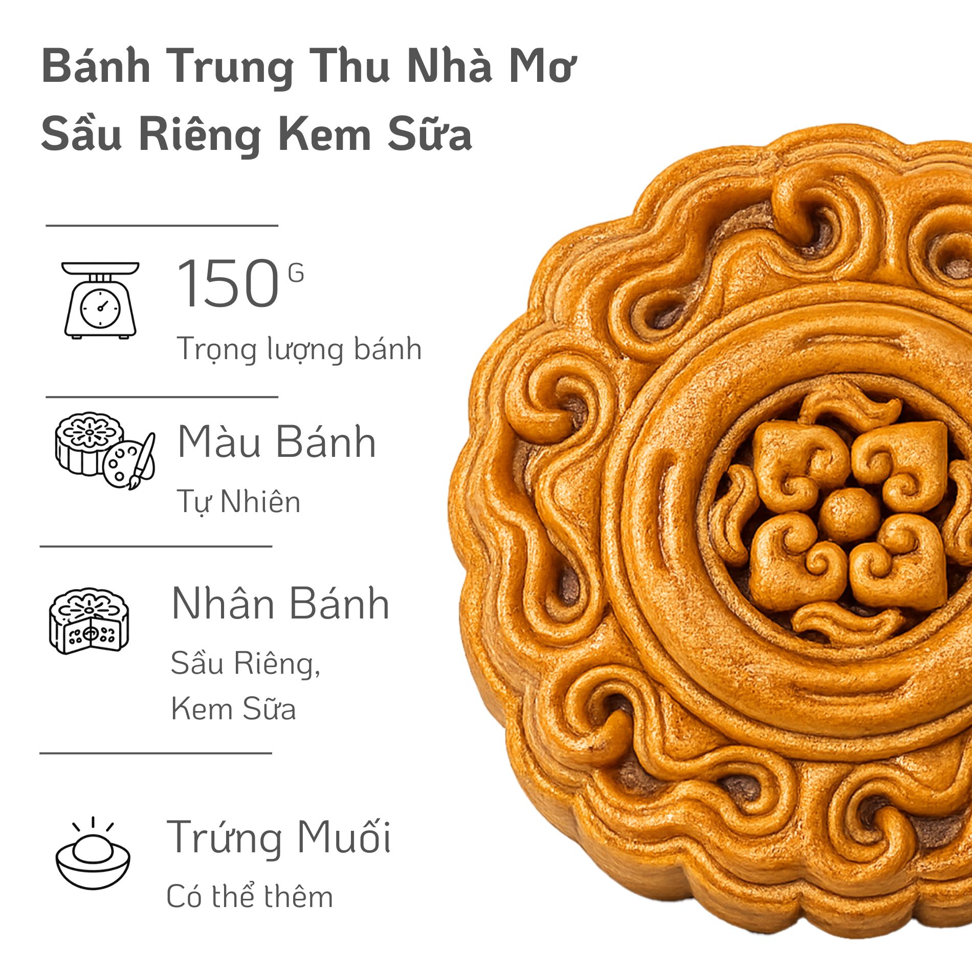 Bánh Trung Thu Sầu Riêng Kem Sữa - Ảnh 2